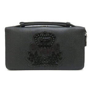 Christian Louboutin Round Long Wallet Leather Black